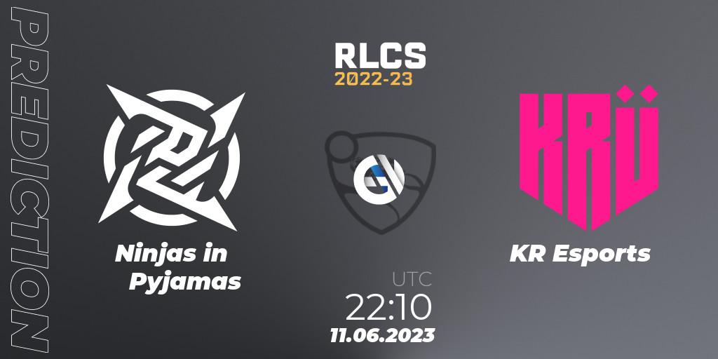 Ninjas in Pyjamas - KRÜ Esports: Maç tahminleri. 11.06.2023 at 22:10, Rocket League, RLCS 2022-23 - Spring: South America Regional 3 - Spring Invitational