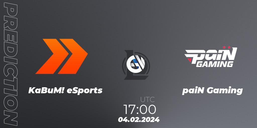 KaBuM! eSports - paiN Gaming: Maç tahminleri. 04.02.2024 at 17:00, LoL, CBLOL Split 1 2024 - Group Stage