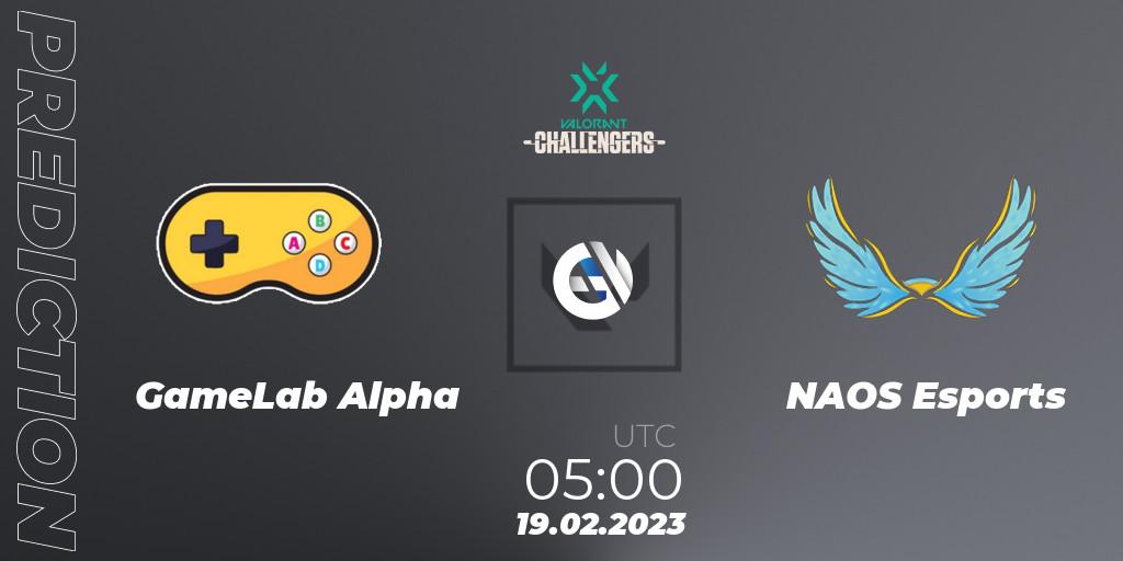 GameLab Alpha - NAOS Esports: Maç tahminleri. 19.02.2023 at 05:00, VALORANT, VALORANT Challengers 2023: Philippines Split 1