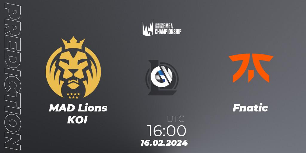 MAD Lions KOI - Fnatic: Maç tahminleri. 16.02.24, LoL, LEC Winter 2024 - Playoffs