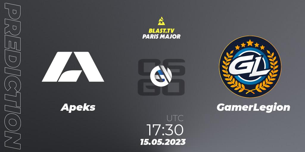Apeks - GamerLegion: Maç tahminleri. 15.05.2023 at 18:00, Counter-Strike (CS2), BLAST Paris Major 2023