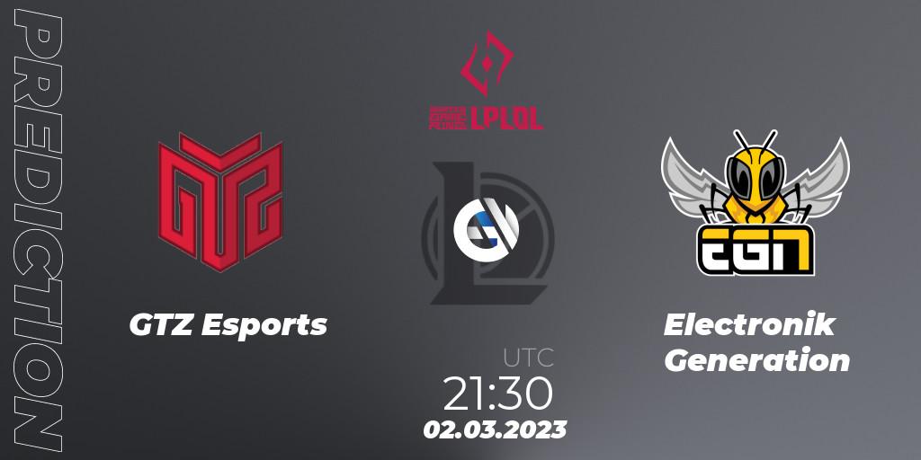 GTZ Esports - Electronik Generation: Maç tahminleri. 02.03.2023 at 21:30, LoL, LPLOL Split 1 2023 - Group Stage