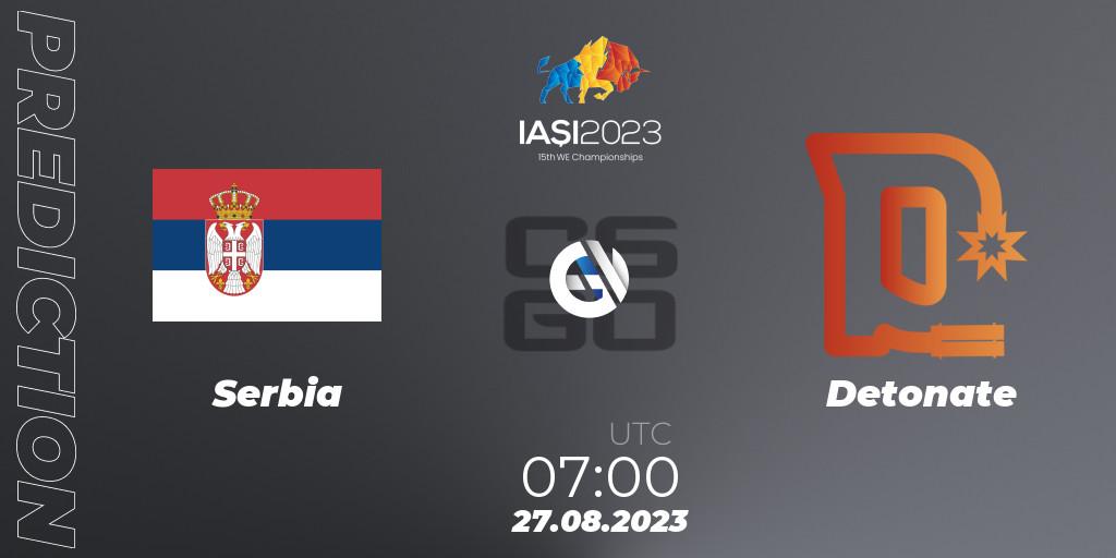 Serbia - Detonate: Maç tahminleri. 27.08.23, CS2 (CS:GO), IESF World Esports Championship 2023