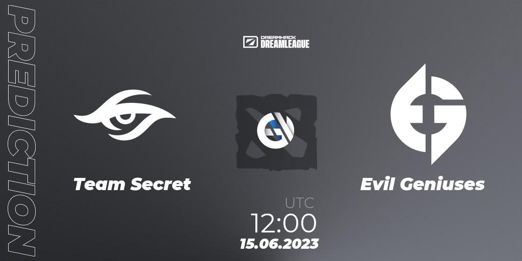 Team Secret - Evil Geniuses: Maç tahminleri. 15.06.23, Dota 2, DreamLeague Season 20 - Group Stage 1