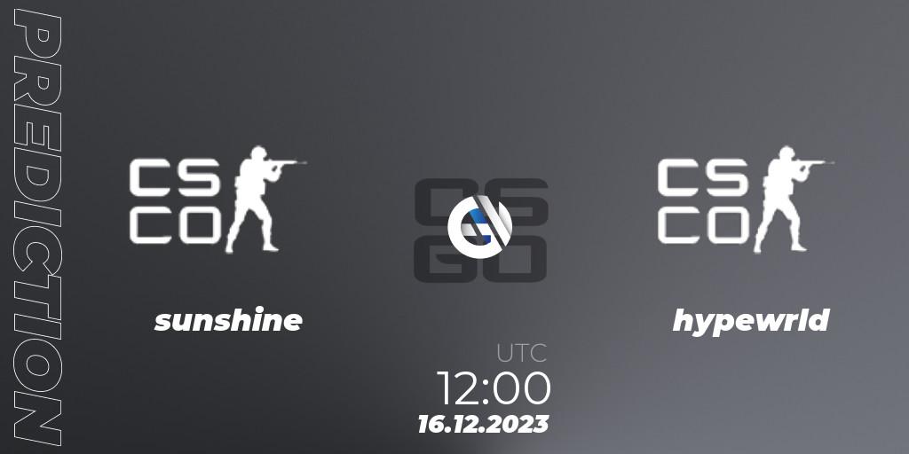sunshine! - hypewrld: Maç tahminleri. 16.12.2023 at 12:40, Counter-Strike (CS2), kleverr Virsliga Season 1 Finals
