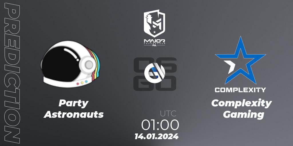 Party Astronauts - Complexity Gaming: Maç tahminleri. 14.01.2024 at 01:15, Counter-Strike (CS2), PGL CS2 Major Copenhagen 2024 North America RMR Closed Qualifier