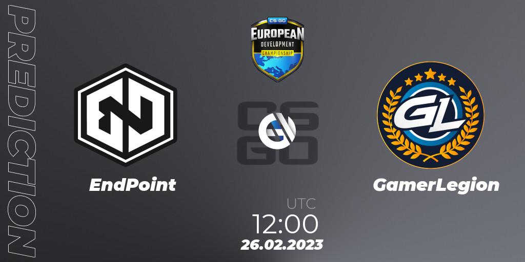 EndPoint - GamerLegion: Maç tahminleri. 26.02.2023 at 12:00, Counter-Strike (CS2), European Development Championship 7