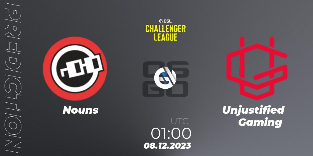 Nouns - Unjustified Gaming: Maç tahminleri. 08.12.2023 at 01:00, Counter-Strike (CS2), ESL Challenger League Season 46: North America
