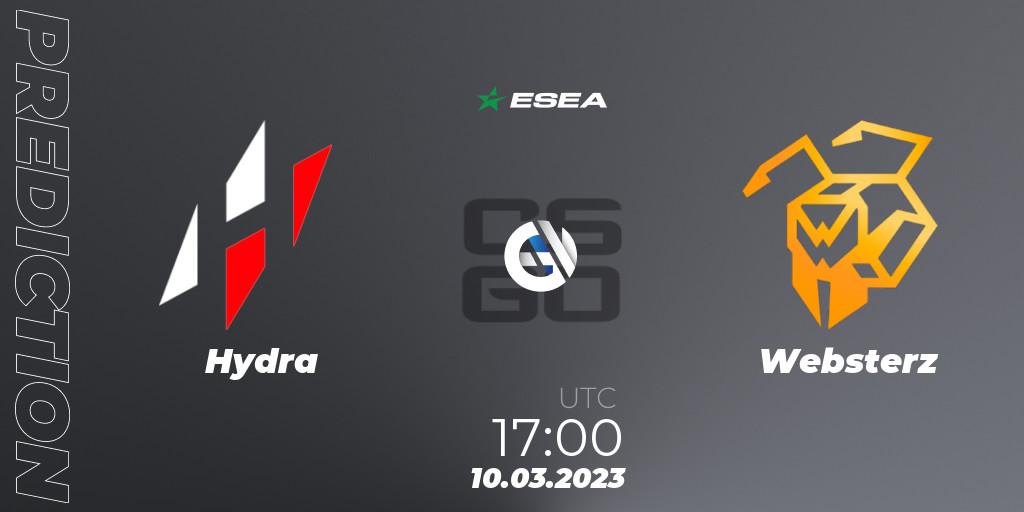 Hydra - Websterz: Maç tahminleri. 10.03.2023 at 17:00, Counter-Strike (CS2), ESEA Season 44: Advanced Division - Europe