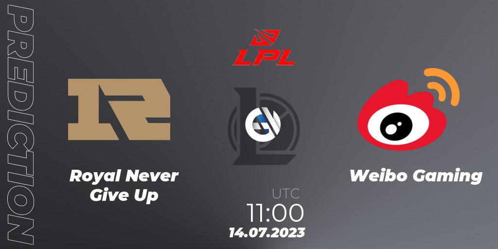 Royal Never Give Up - Weibo Gaming: Maç tahminleri. 14.07.23, LoL, LPL Summer 2023 Regular Season