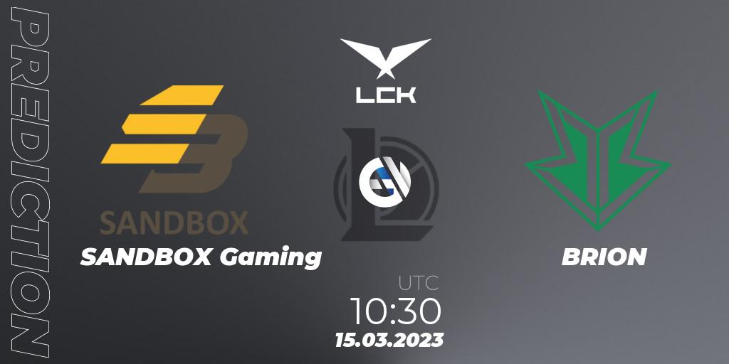 SANDBOX Gaming - BRION: Maç tahminleri. 15.03.2023 at 11:40, LoL, LCK Spring 2023 - Group Stage