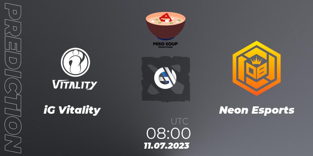 iG Vitality - Neon Esports: Maç tahminleri. 11.07.2023 at 06:06, Dota 2, Moon Studio Miso Soup