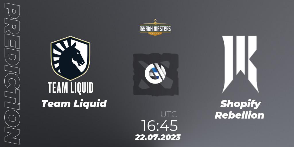 Team Liquid - Shopify Rebellion: Maç tahminleri. 22.07.2023 at 16:53, Dota 2, Riyadh Masters 2023 - Group Stage