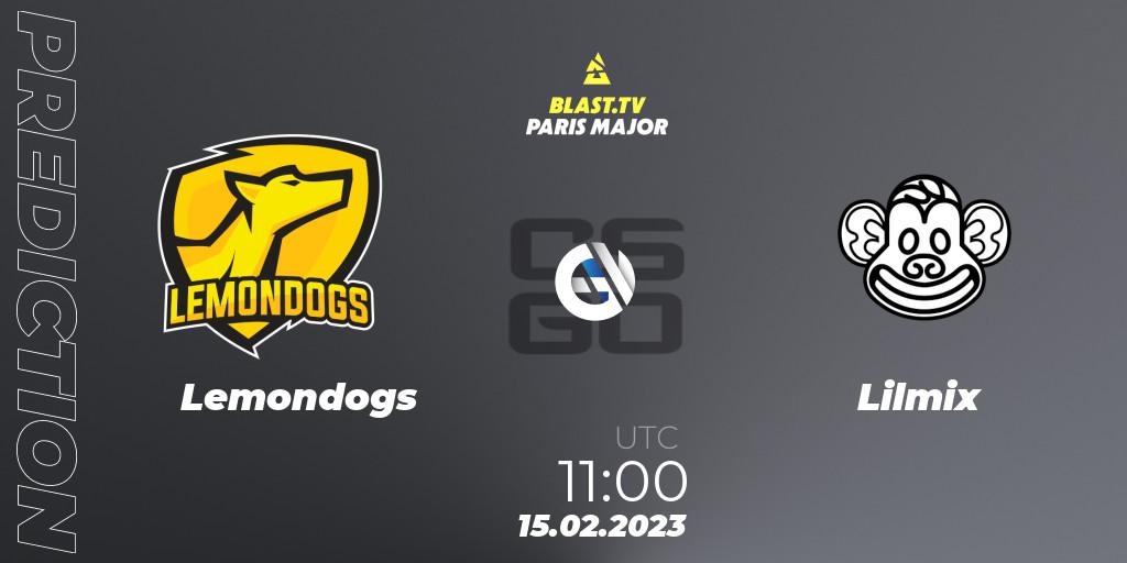 Lemondogs - Lilmix: Maç tahminleri. 15.02.2023 at 11:00, Counter-Strike (CS2), BLAST.tv Paris Major 2023 Europe RMR Open Qualifier 2