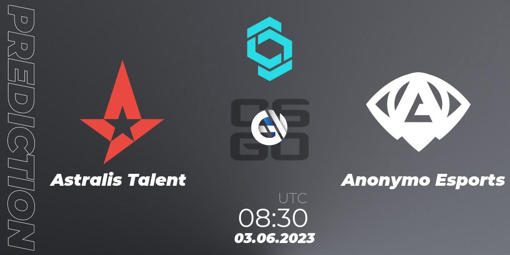 Astralis Talent - Anonymo Esports: Maç tahminleri. 03.06.23, CS2 (CS:GO), CCT North Europe Series 5
