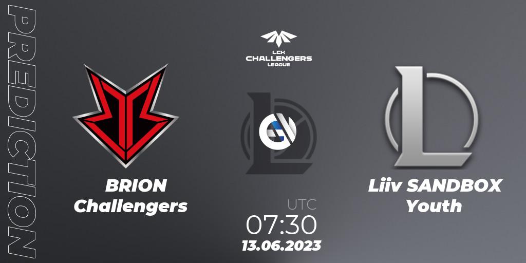 BRION Challengers - Liiv SANDBOX Youth: Maç tahminleri. 13.06.23, LoL, LCK Challengers League 2023 Summer - Group Stage