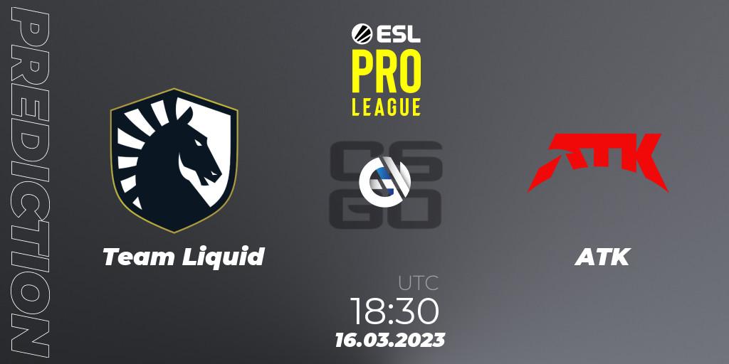 Team Liquid - ATK: Maç tahminleri. 16.03.2023 at 18:30, Counter-Strike (CS2), ESL Pro League Season 17