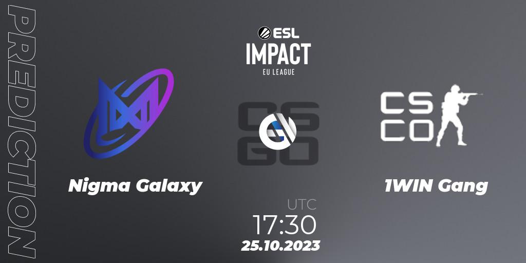 Nigma Galaxy - 1WIN Gang: Maç tahminleri. 25.10.2023 at 17:30, Counter-Strike (CS2), ESL Impact League Season 4: European Division