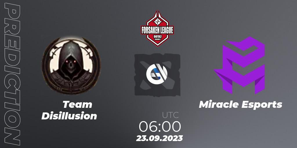 Team Disillusion - Miracle Esports: Maç tahminleri. 23.09.2023 at 06:12, Dota 2, Forsaken League