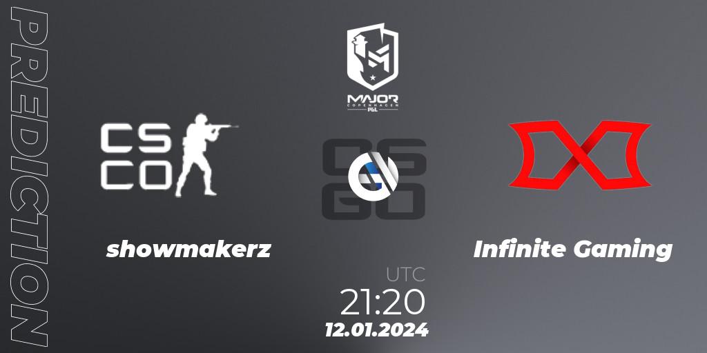 showmakerz - Infinite Gaming: Maç tahminleri. 12.01.2024 at 21:20, Counter-Strike (CS2), PGL CS2 Major Copenhagen 2024 Europe RMR Open Qualifier 3