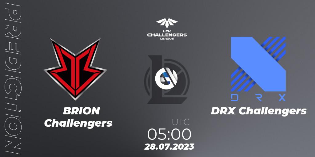 BRION Challengers - DRX Challengers: Maç tahminleri. 28.07.2023 at 05:00, LoL, LCK Challengers League 2023 Summer - Group Stage