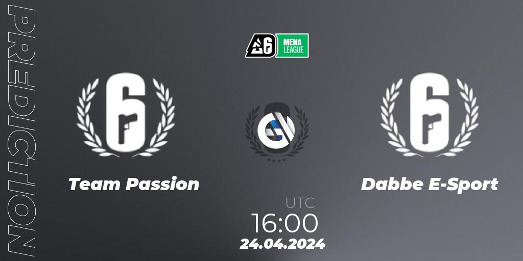 Team Passion - Dabbe E-Sport: Maç tahminleri. 24.04.2024 at 16:00, Rainbow Six, MENA League 2024 - Stage 1