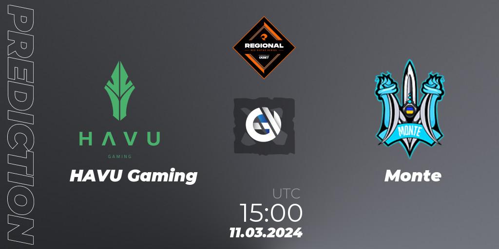 HAVU Gaming - Monte: Maç tahminleri. 11.03.2024 at 15:00, Dota 2, RES Regional Series: EU #1