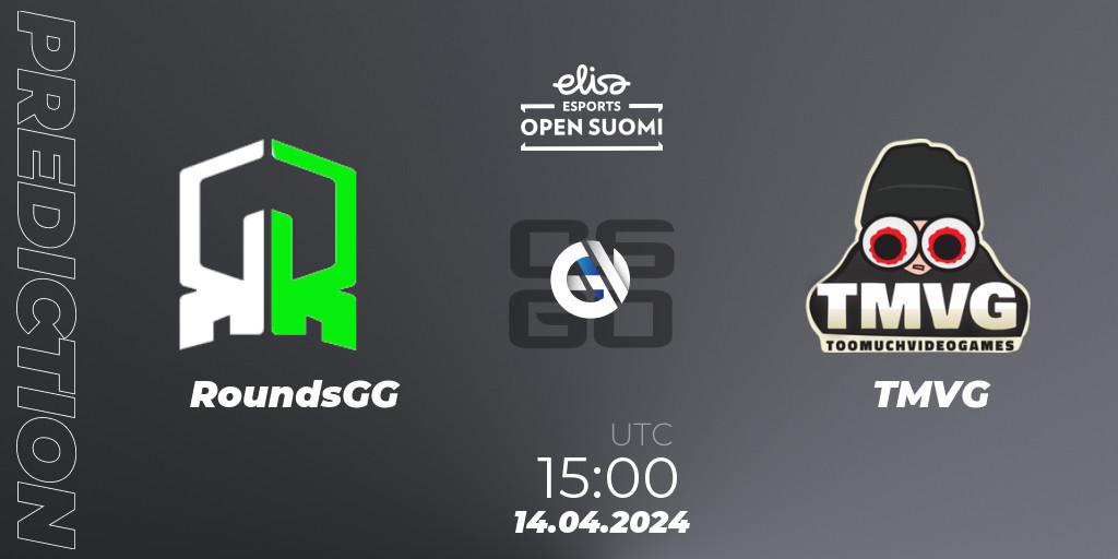 RoundsGG - TMVG: Maç tahminleri. 14.04.2024 at 15:00, Counter-Strike (CS2), Elisa Open Suomi Season 6