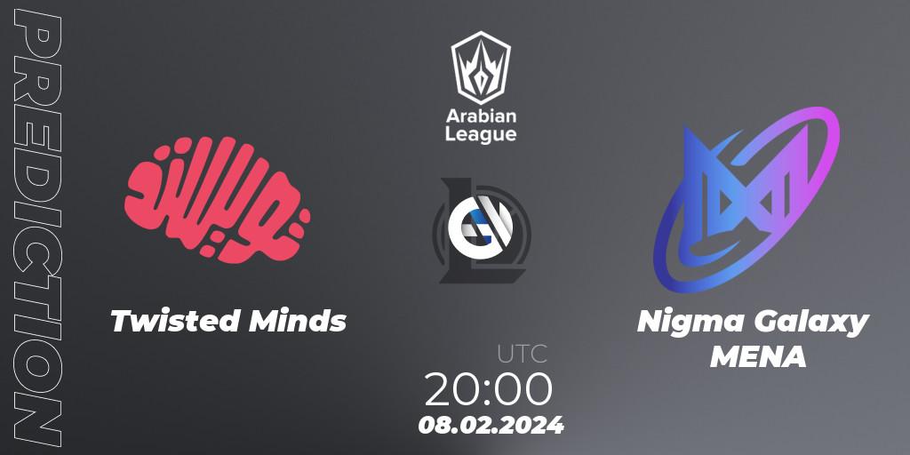 Twisted Minds - Nigma Galaxy MENA: Maç tahminleri. 08.02.2024 at 20:00, LoL, Arabian League Spring 2024