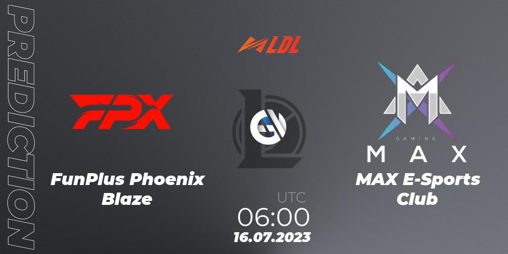 FunPlus Phoenix Blaze - MAX E-Sports Club: Maç tahminleri. 16.07.2023 at 06:00, LoL, LDL 2023 - Regular Season - Stage 3