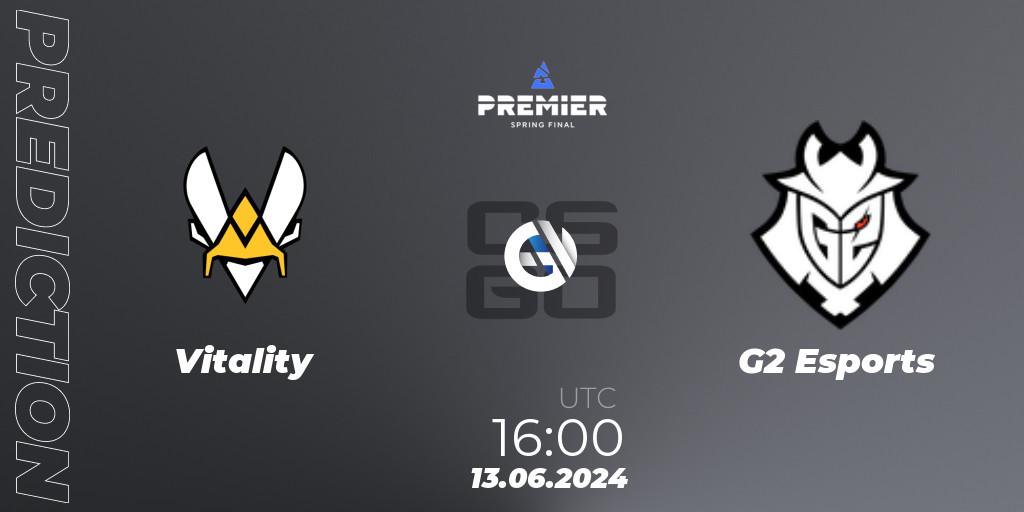 Vitality - G2 Esports: Maç tahminleri. 13.06.2024 at 16:05, Counter-Strike (CS2), BLAST Premier Spring Final 2024