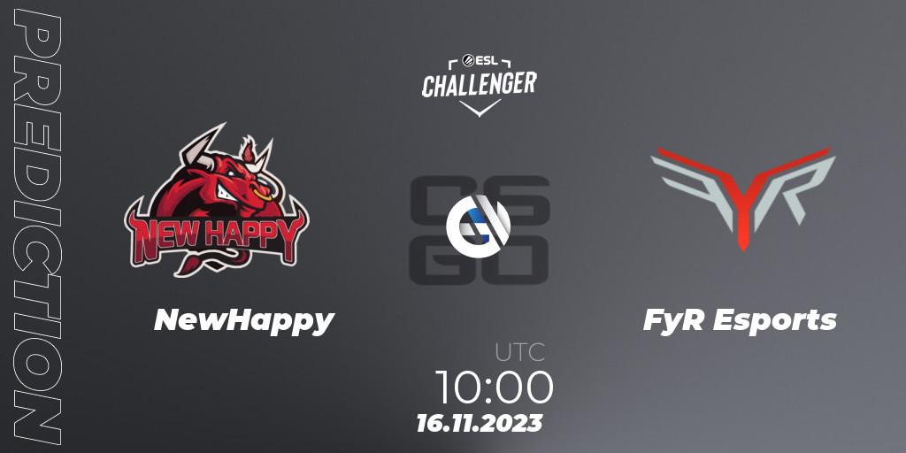 NewHappy - FyR Esports: Maç tahminleri. 16.11.23, CS2 (CS:GO), ESL Challenger at DreamHack Atlanta 2023: Asian Open Qualifier