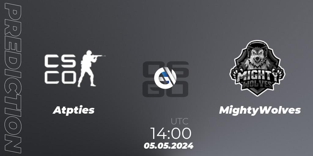 Atpūties - MightyWolves: Maç tahminleri. 05.05.2024 at 14:00, Counter-Strike (CS2), kleverr Virslīga Season 2