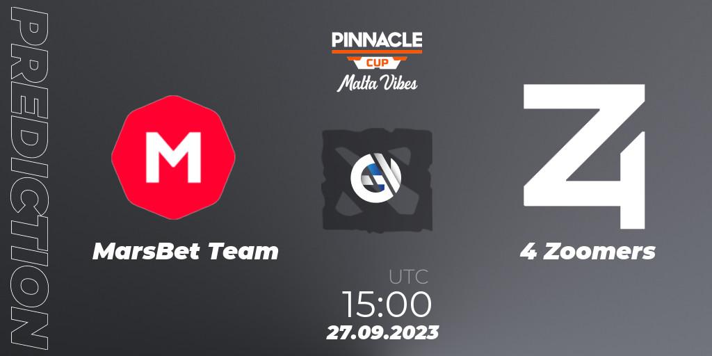 MarsBet Team - 4 Zoomers: Maç tahminleri. 27.09.2023 at 15:00, Dota 2, Pinnacle Cup: Malta Vibes #4
