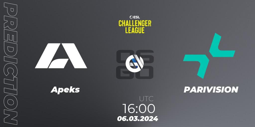 Apeks - PARIVISION: Maç tahminleri. 06.03.24, CS2 (CS:GO), ESL Challenger League Season 47: Europe