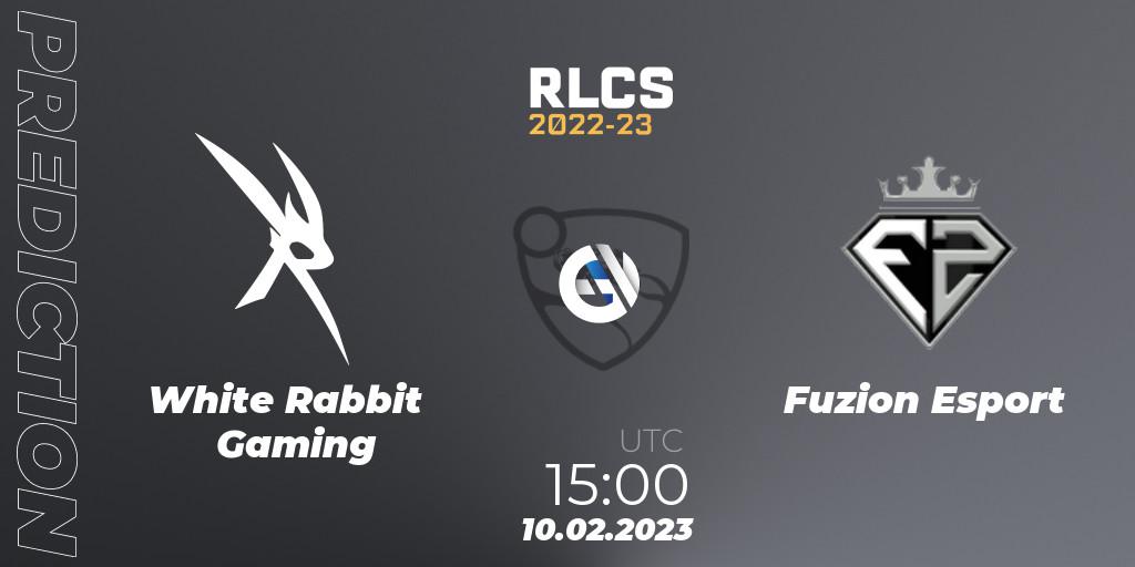 White Rabbit Gaming - Fuzion Esport: Maç tahminleri. 10.02.2023 at 15:00, Rocket League, RLCS 2022-23 - Winter: Sub-Saharan Africa Regional 2 - Winter Cup