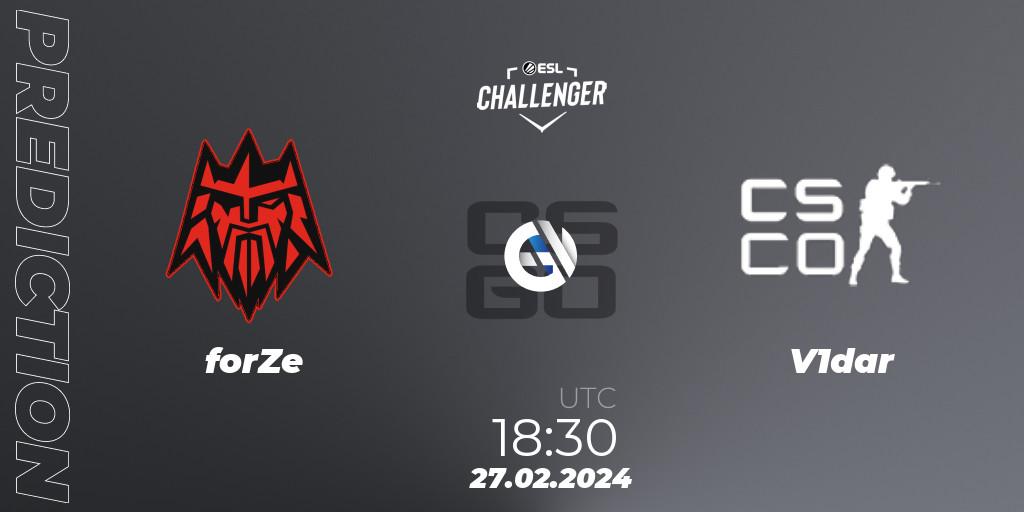 forZe - V1dar Gaming: Maç tahminleri. 27.02.2024 at 18:35, Counter-Strike (CS2), ESL Challenger #56: European Open Qualifier