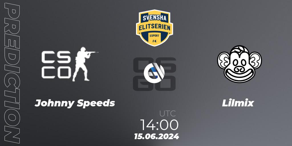 Johnny Speeds - Lilmix: Maç tahminleri. 15.06.2024 at 14:10, Counter-Strike (CS2), Svenska Elitserien Spring 2024
