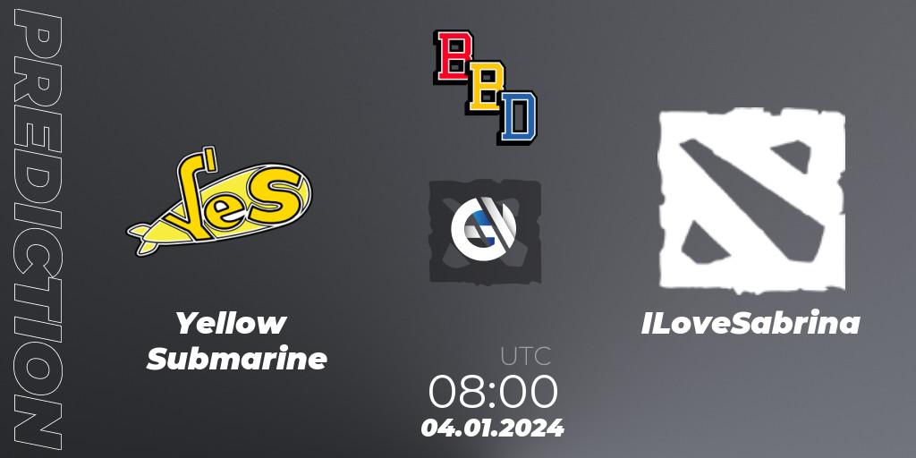Yellow Submarine - ILoveSabrina: Maç tahminleri. 04.01.2024 at 08:00, Dota 2, BetBoom Dacha Dubai 2024: EEU Open Qualifier #1