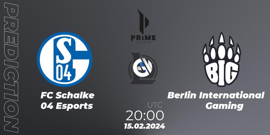 FC Schalke 04 Esports - Berlin International Gaming: Maç tahminleri. 17.01.2024 at 18:00, LoL, Prime League Spring 2024 - Group Stage