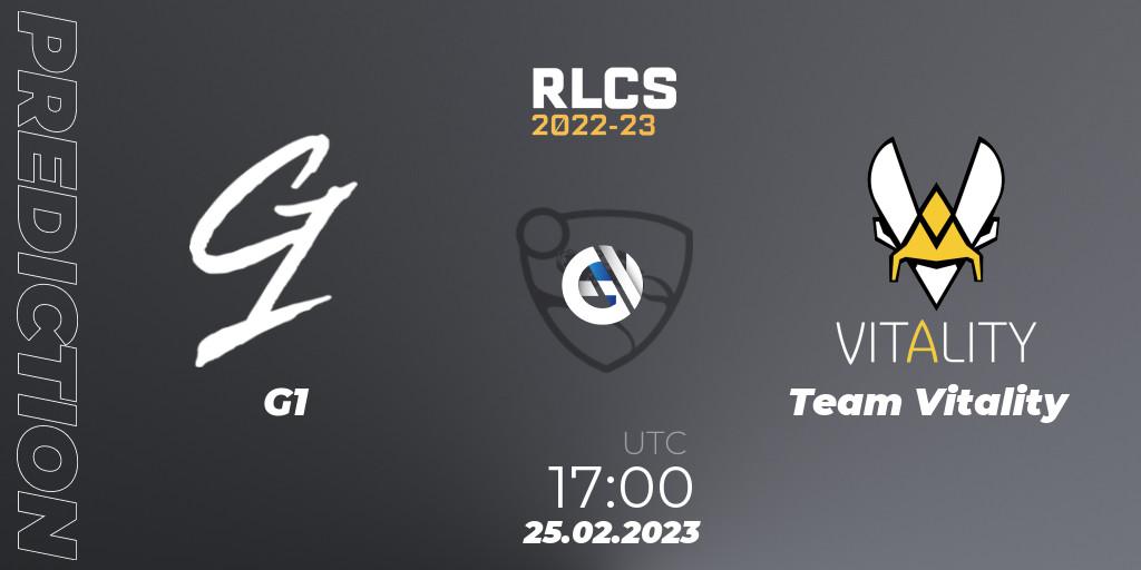 G1 - Team Vitality: Maç tahminleri. 25.02.2023 at 17:00, Rocket League, RLCS 2022-23 - Winter: Europe Regional 3 - Winter Invitational