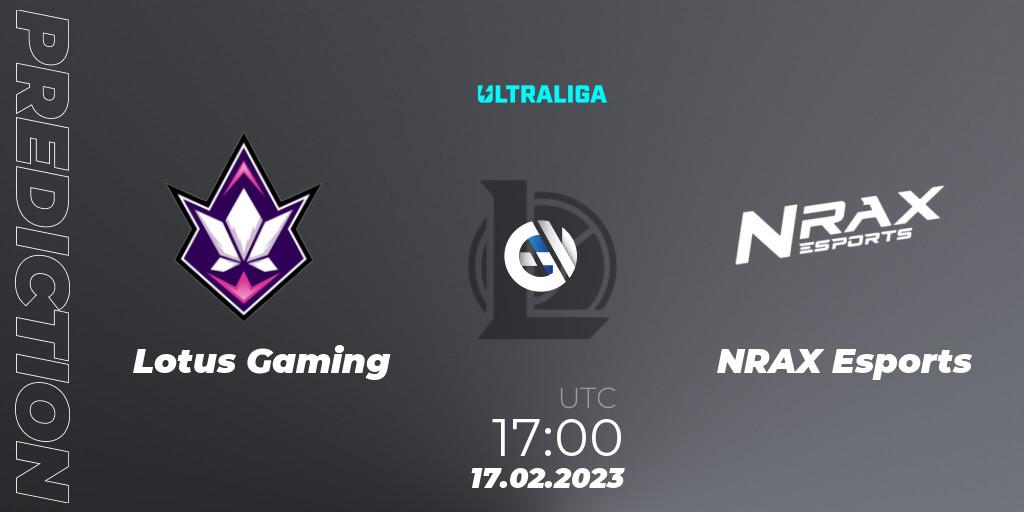 Lotus Gaming - NRAX Esports: Maç tahminleri. 17.02.2023 at 17:00, LoL, Ultraliga 2nd Division Season 6