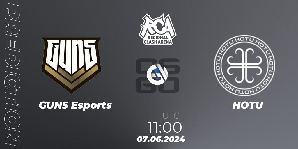 GUN5 Esports - HOTU: Maç tahminleri. 07.06.2024 at 11:00, Counter-Strike (CS2), Regional Clash Arena CIS