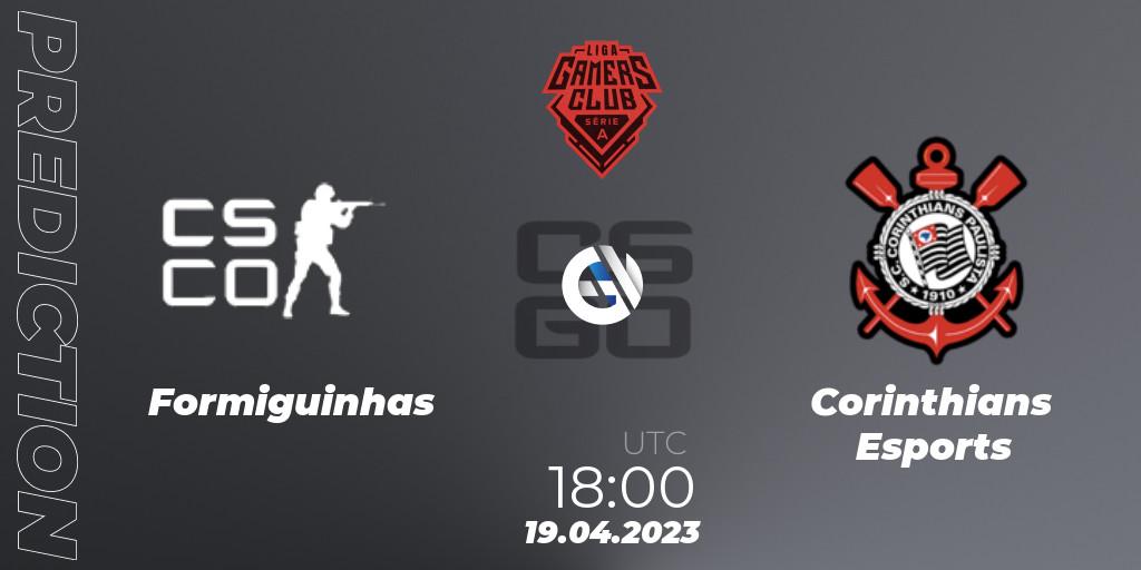 Formiguinhas - Corinthians Esports: Maç tahminleri. 19.04.2023 at 18:00, Counter-Strike (CS2), Gamers Club Liga Série A: April 2023