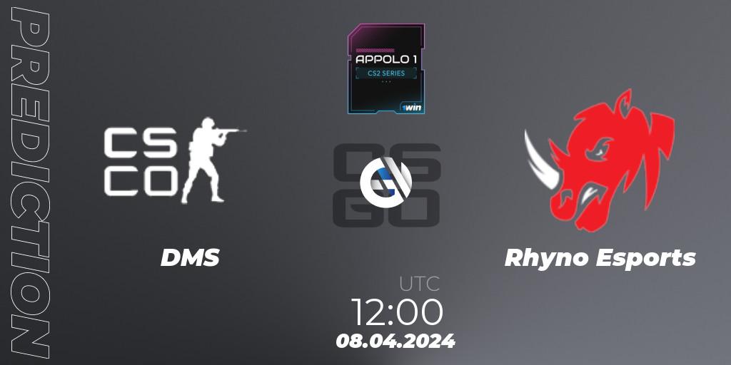 DMS - Rhyno Esports: Maç tahminleri. 08.04.2024 at 12:00, Counter-Strike (CS2), Appolo1 Series: Phase 1