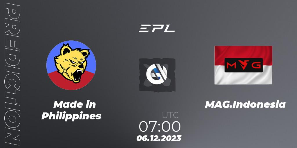 Made in Philippines - MAG.Indonesia: Maç tahminleri. 06.12.2023 at 07:00, Dota 2, EPL World Series: Southeast Asia Season 1