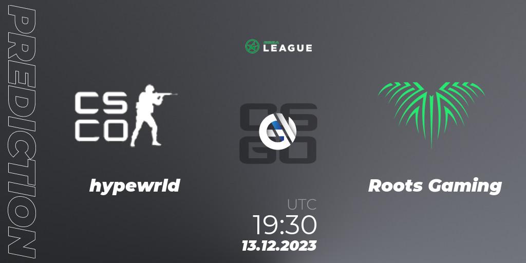 hypewrld - Roots Gaming: Maç tahminleri. 13.12.2023 at 17:30, Counter-Strike (CS2), ESEA Season 47: Intermediate Division - Europe