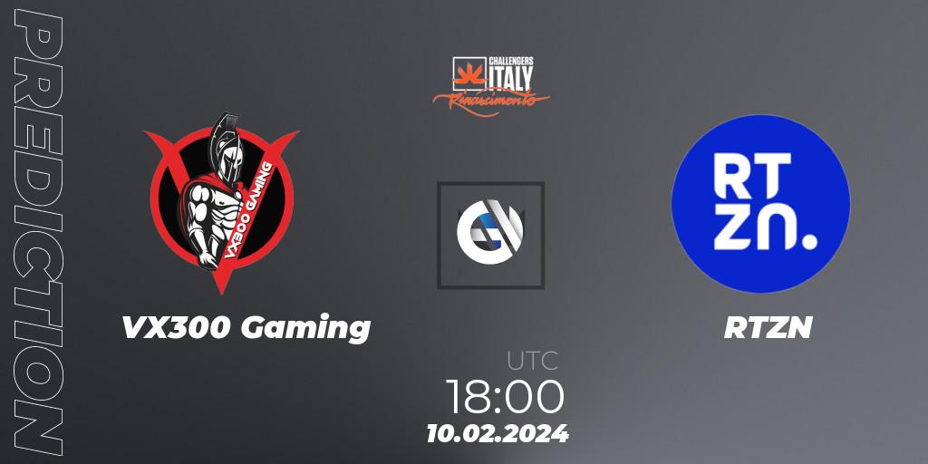 VX300 Gaming - RTZN: Maç tahminleri. 10.02.2024 at 18:00, VALORANT, VALORANT Challengers 2024 Italy: Rinascimento Split 1