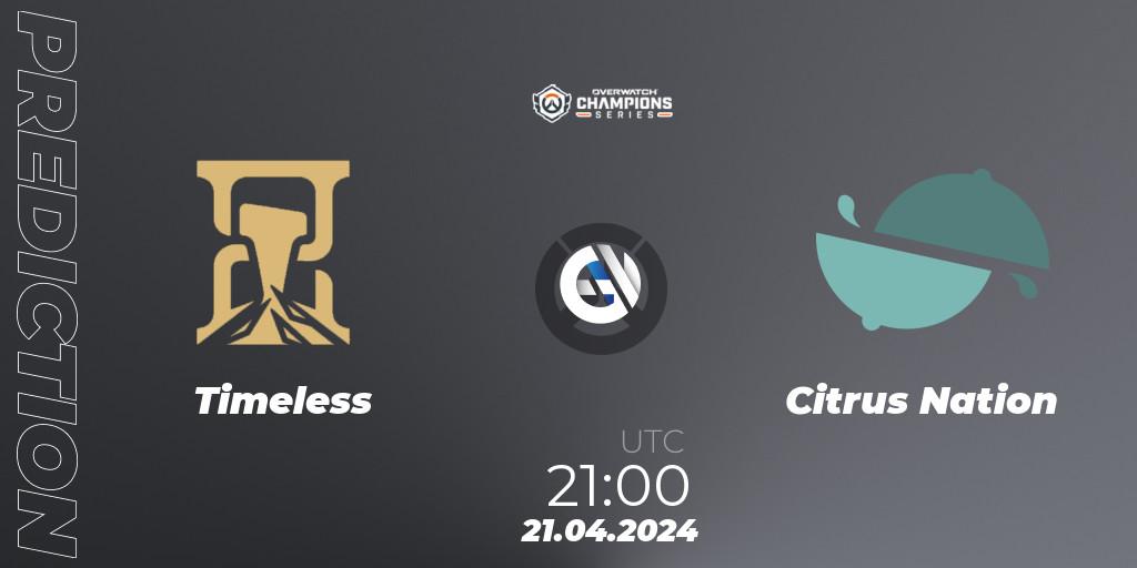 Timeless - Citrus Nation: Maç tahminleri. 21.04.2024 at 21:00, Overwatch, Overwatch Champions Series 2024 - North America Stage 2 Group Stage