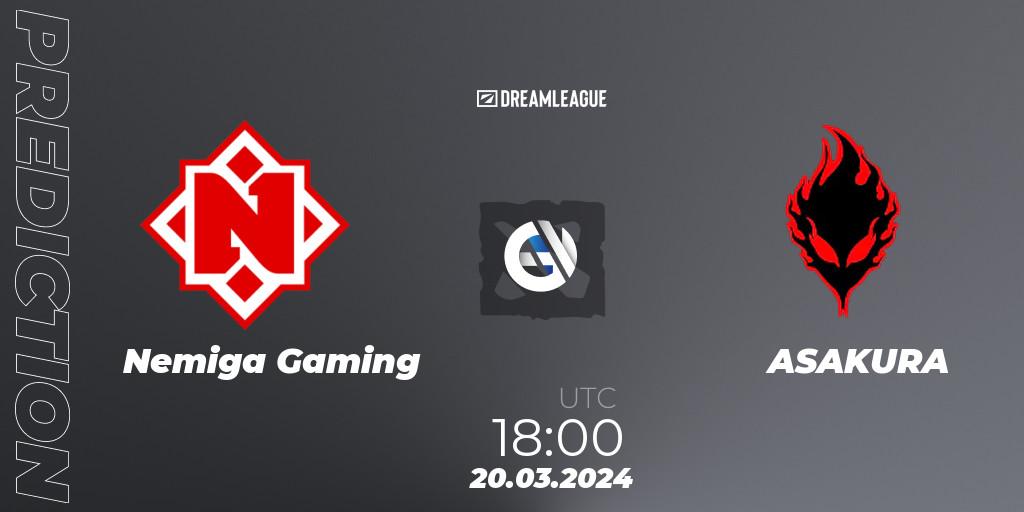Nemiga Gaming - ASAKURA: Maç tahminleri. 20.03.2024 at 18:20, Dota 2, DreamLeague Season 23: Eastern Europe Closed Qualifier